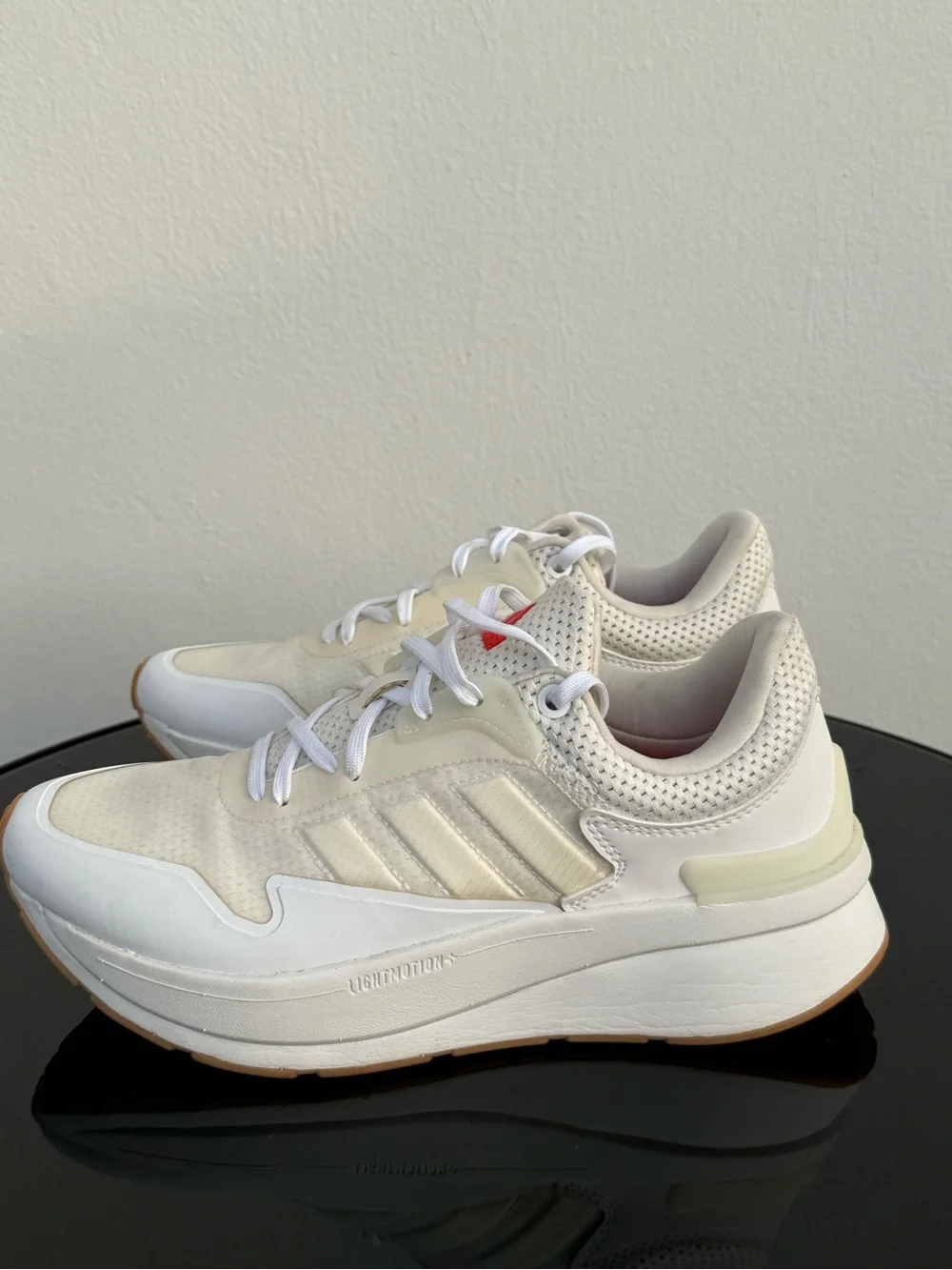 adidas Originals Women’s Cream and White Platform Sneakers with Gum Outsole
